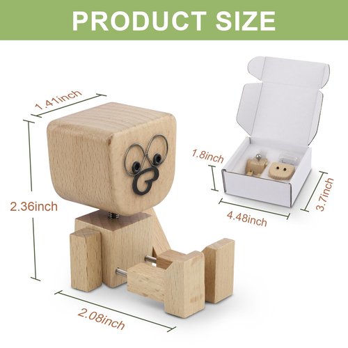 beuhugas 1PCS Shaking Tiny Feet Wooden Doll with Spring Legs with 12pcs Magnetic Expressions Funny Cars Ornaments Wood Desktop Decor, Car Dashboard Accessories