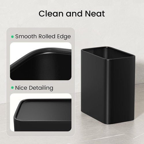 Cesun Small Bathroom Trash Can - 2.1 Gallon Matte Black Stainless Steel Wastebasket for Home & Office