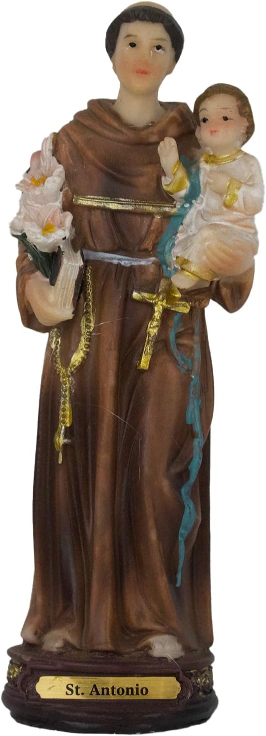 St. Antonio Mini San Antonio De Padua Figure - Resin Religious Statue | 5 Inches Tall