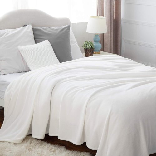 Bedsure GentleSoft Fleece Blanket - King Size White Plush Cozy Microfiber, 108x90 Inches