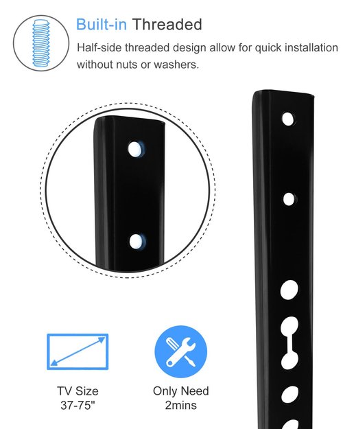 IFCASE Steel VESA Extension Brackets for TV Ceiling/Wall Mounts, Adjustable Heavy Duty Vertical VESA Extender Replacement Bracket (Black)