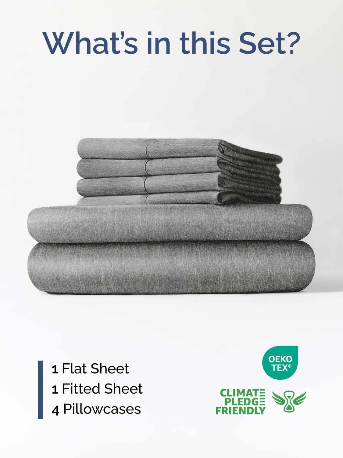 Skiennix Extra Deep Full Sheet Set - 6 Piece Breathable Cooling Sheets - Hotel Luxury Bedding - Soft Wrinkle-Free Heathered Grey