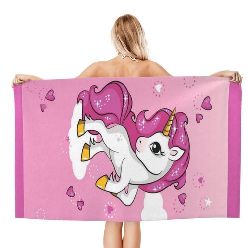 LMKLOP Cute Unicorn Beach Towel for Kids/Girls/Toddler/Baby, Personalized Microfiber Beach Towels Bulk, Quick Dry Beach Towel for Pool, Lightweight Bath Towels Oversized Clearance 30"x 60"