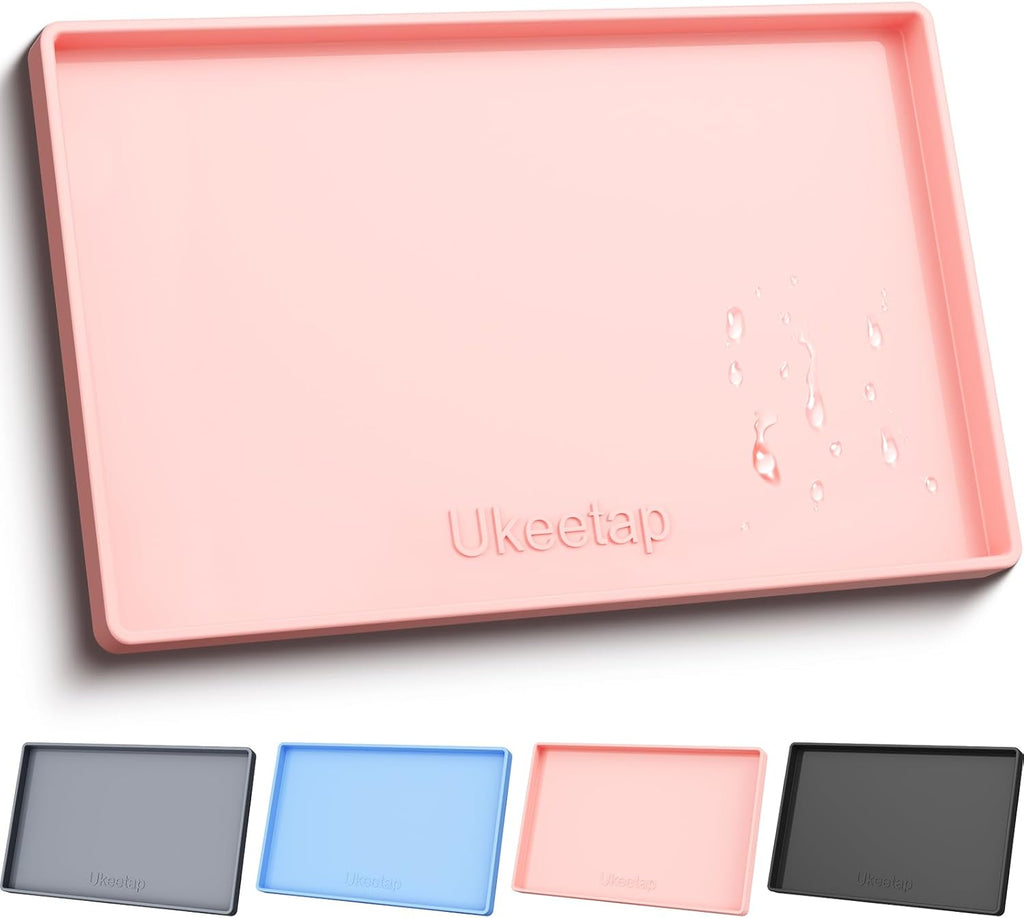 Ukeetap Extra Thick Silicone Mat - Waterproof Under Sink Mat for Kitchen & Bathroom | 34" x 22", Pink