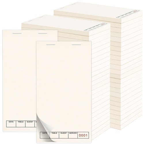 48 Pack Blank Server Note Pads Bulk Recycled Guest Check Pads, Total 2400 Sheets 3.5 x 6.75 Inch Guest Checks Books for Servers, Numbered Waitress Notepads for Restaurant Bar Cafe Hotel