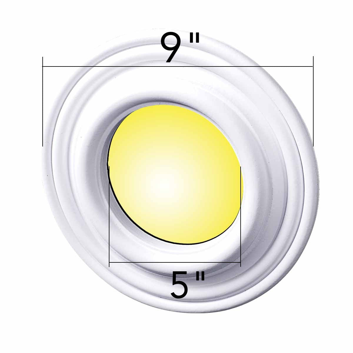 Renovators Supply Manufacturing™ Ceiling Medallion for Light Fixture, White Polyurethane Recessed Spot Light Trim Ring, Decorative Ceiling Light Medallion, 5" ID x 9" OD(Pack of 2)