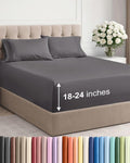 Skiennix Extra Deep Twin Sheet Set - 4-Piece Cooling & Breathable Bedding - Soft, Wrinkle-Free Grey