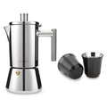 Easyworkz Diego Stovetop Espresso Maker, Bundled With Stainless Steel Espresso Cup 2pcs Set Double Wall Insulated Metal Demitasse Cups