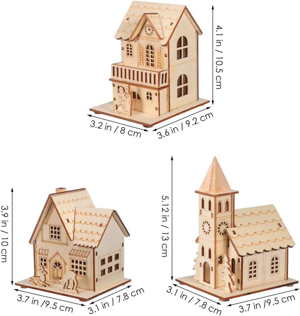 BESPORTBLE Wooden Christmas Village Houses Set - LED Mini Houses for Rustic Holiday Decor | 2025 Indoor Tabletop Accent
