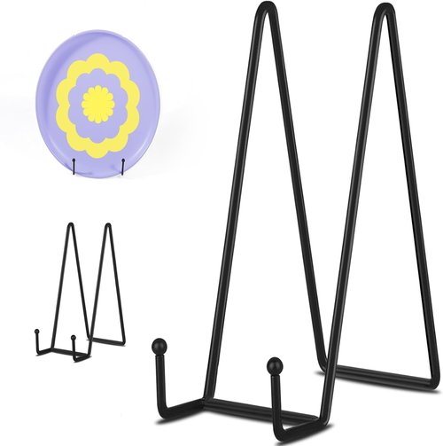 Decolore 12-Inch Black Picture Stands | 3-Pack Tabletop Easels for Photos, Plates & Books