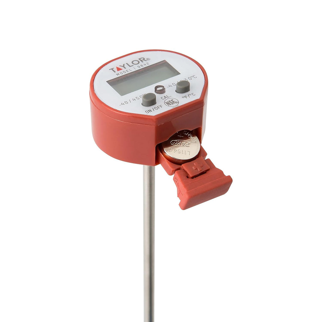 Taylor Waterproof Digital Instant Read Thermometer - Perfect for Cooking, BBQ, and Baking | Includes Pocket Sleeve Clip, Red