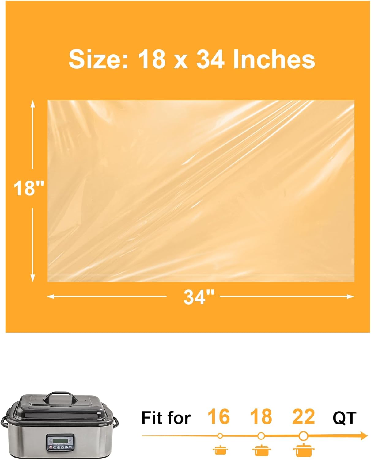 SMARTAKE Disposable Roaster Liners - 10 Count for 16-22 Quart Roasters | Instant Cleanup, 18 x 34 Inch