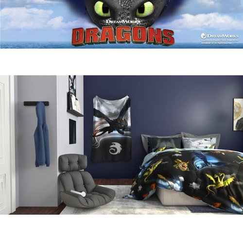 How to Train Your Dragon Toothless Kids Bedding Super Soft Plush Cozy Throw, 46 in x 60 in, (Officially Licensed Product) by Franco