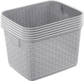 Sterilite Tall Weave Storage Baskets - 6-Pack Woven Plastic Organizers in Cement Gray for Home & Dorm Use