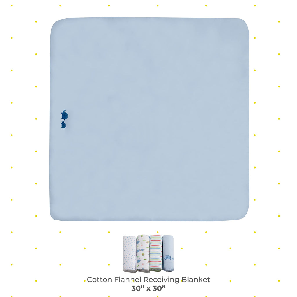 Spasilk Receiving Baby Blanket, 100% Cotton Flannel Blanket, Pack of 4, Blue