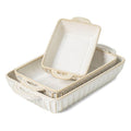 Ceramic Baking Dish Set of 3, Rectangular Casserole Dishes for Oven Lasagna Baking Pan with Handles for Kitchen Cooking, Housewarming Wedding New Year Gift (14"/12"/9")