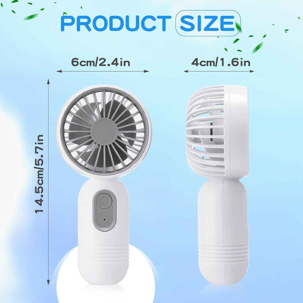 Skiennix Mini Portable Fan - Lightweight Handheld USB Rechargeable - 3 Speed for Makeup & Travel | Black & White, 6 Pack