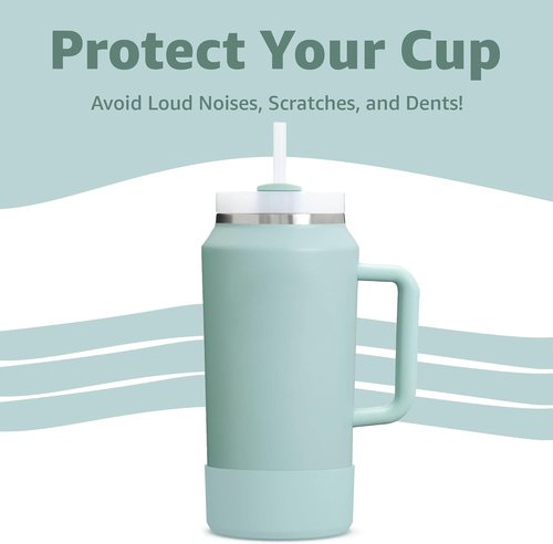 Jmoe USA Boot for 64oz Stanley Quencher H2.0 Tumbler - BPA-Free Silicone Sleeve Protector | Seafoam Color