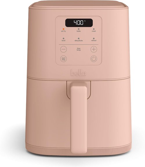 Bella 4Qt Slim Air Fryer - EverGood™ Ceramic Nonstick Coating, Adjustable Temp, 6 Cooking Options, Blossom Color