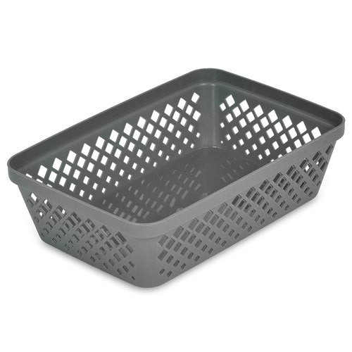 Glad Plastic Storage Basket Set - Multipurpose Drawer Trays, Kitchen Pantry Containers, and Bathroom Bins - 6 Pack Medium Organizers, Grey