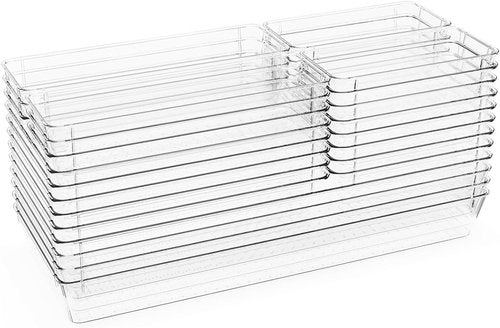 Large Clear Drawer Organizer Bins by Skiennix - 26 PCS Versatile Plastic Trays with Non-Slip Pads for Makeup, Jewelry, and Office Storage
