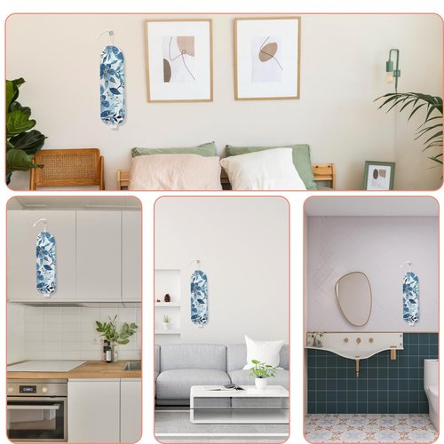 Flowers Plastic Bag Holder 22.5x9 Inch, Blue Floral Wall Mount Grocery Bag Holder for Plastic Bags, Washable Grocery Bags Storage Dispenser for Home Kitchen Pantry Decor, Flower Gifts for Women