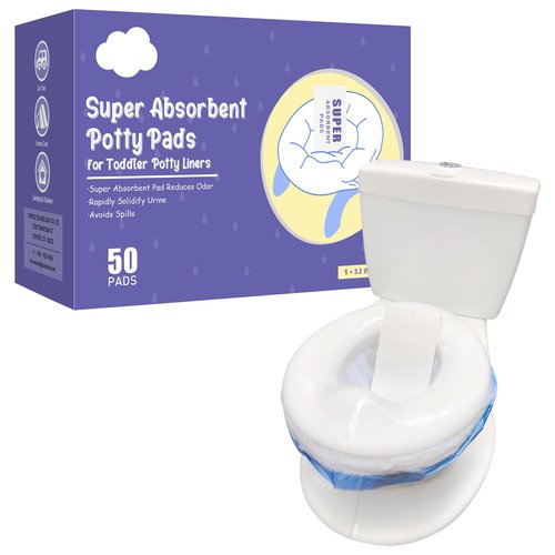 REFLYAWAY 50 Packs Super Absorbent Urine Pads Portable Child Used with Travel Potty Bags Disposable Liners for Toddlers, Toilet Seat for Kids Pee Training