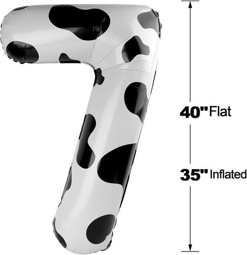 Cow Print 7 Balloon - 40 Inch Birthday Party Decoration for 7th Birthday Celebration