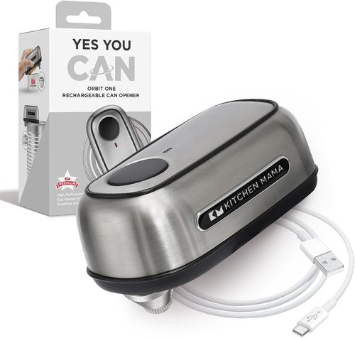 Kitchen Mama Orbit One Electric Can Opener - Hands-Free, USB-C Rechargeable, Smooth Edge for Large Cans