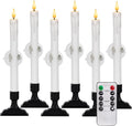 Homemory 6 Pcs Battery Operated Window Candles - Remote Timer Dimmer & Holders | White LED Xmas Decor
