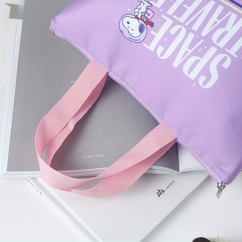 MINISO Snoopy Purple Lunch Bag Storage Collection: SPACE-TRAVELER Series, Ideal for Lunch Carrying, Collection & Elegant Gifting