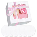 Bakepacker 36pcs 6x6x5 Inches with Window 18-Packs White 6 Inch Bakery Boxes (18 Cake Boxes +18 Cake Boards + 10 Meters Silk Ribbon Includes Included)