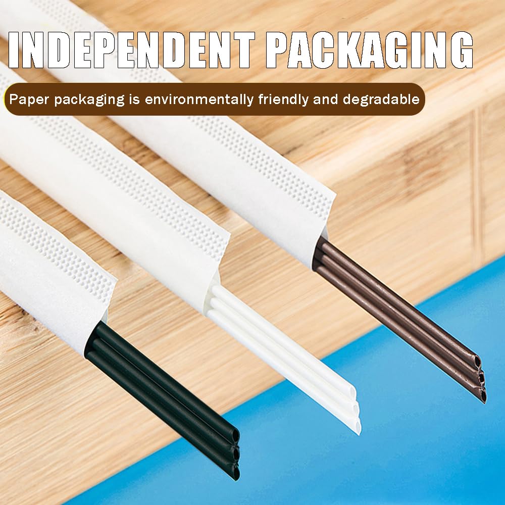 Ouliget Three Hole Coffee Stirrers Sticks Individually Wrapped,2 in 1 Disposable Plastic Coffee Straw for Coffee Milk Tea Cocktail Party Drinking Supplies,7.3 Inches (White)