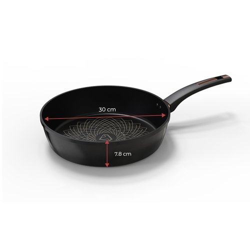 TAYAMA Ultra Titanium Non-Stick Deep (30 cm) Fry Pan, 11.8", Black