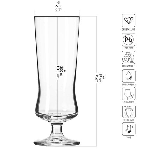 Krosno Cocktail & Long Drink Glasses, Set of 6, 10.1 oz, Avant-garde Collection – Pina Colada, Milkshake, Beer, Ice Cream, Cocktail Glass – Dishwasher Safe | Lead-Free Crystal Glass