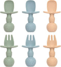Eascrozn Baby Feeding Set - 6 Pack Silicone Spoons & Forks | BPA-Free Toddler Utensils for Self-Feeding