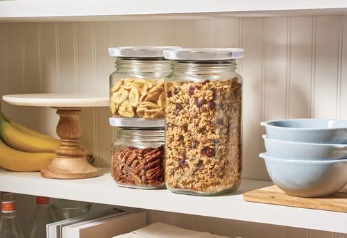 Ball 3 Jar Set, Stack & Store Jars with Airtight Stackable Lid, (2) 4 Cup and (1) 9.9 Cup