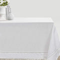 Simple&Opulence Premium 100% Linen Hemstitch Tablecloth-60 x 120 Inch White, Natural Fabric, Rectangular Tablecloth for Indoor and Outdoor Use