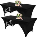 Fivenl 2 Pack Black Spandex Tablecloths - 96 x 30 Inch Fitted Covers for 8FT Tables | Washable for Events