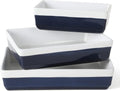 Martha Stewart 3-Piece Stoneware Bakeware Set - Durable Cobalt Blue Baking Dish & Casserole Set