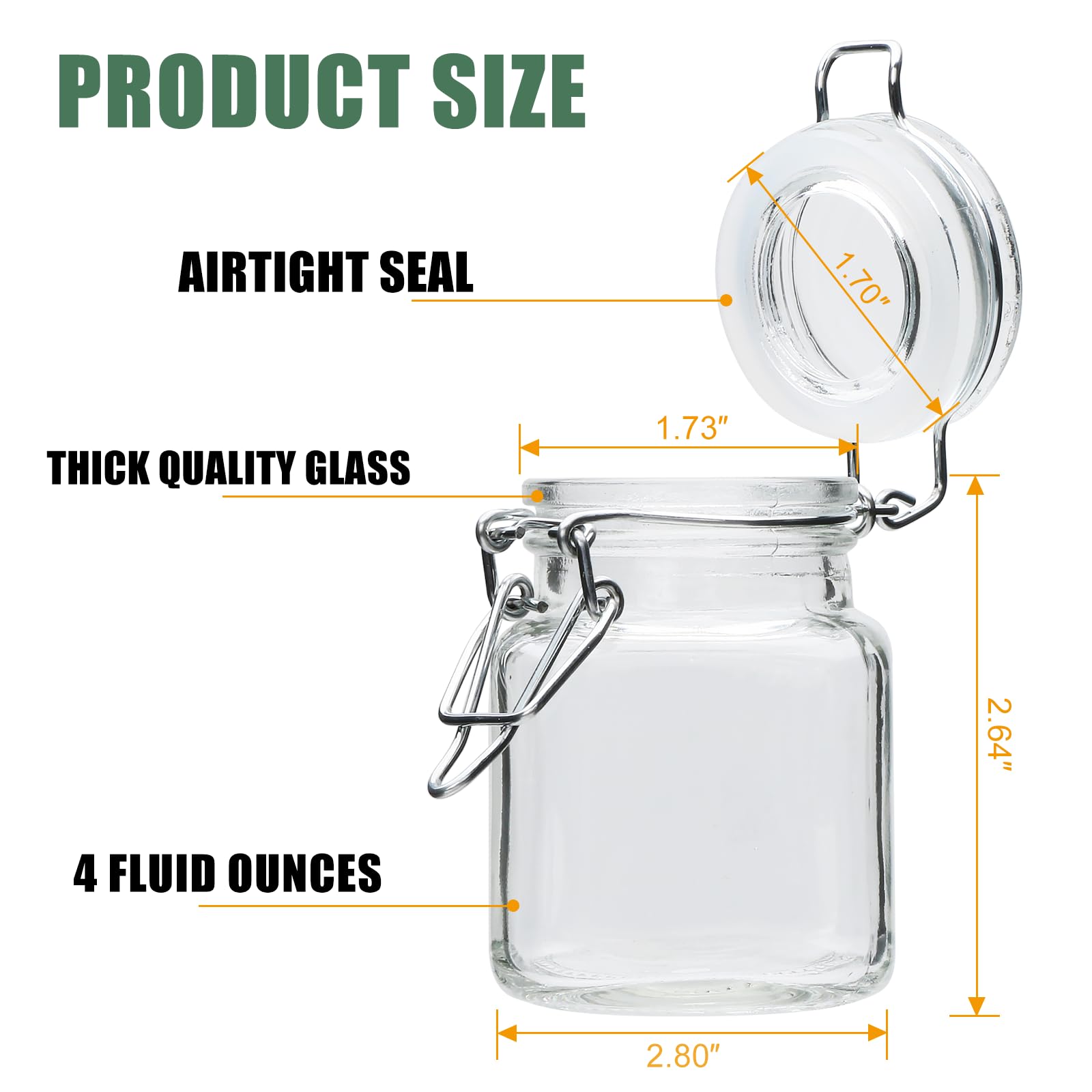 Brajttt 4 oz Spice Jars with Labels,25 Pack Small Glass Jars with Lids,Small Glass Containers with Airtight Hinged Lid for Home Kitchen, Arts & Crafts Projects, Spices, Decoration, Snack Foods