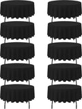 BRILLMAX 90-Inch Black Round Tablecloths - 10 Pack, Water & Stain Resistant 150 GSM Polyester for Weddings & Events