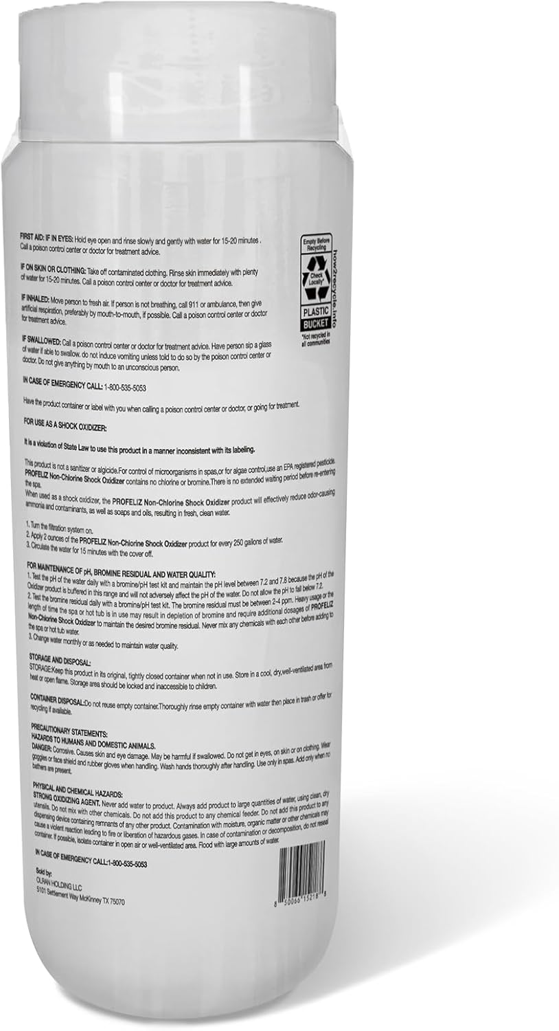 Profeliz Non-Chlorine Shock for Hot Tub & Spa - Chlorine-Free Oxidizer, 4 Pack, 11lb