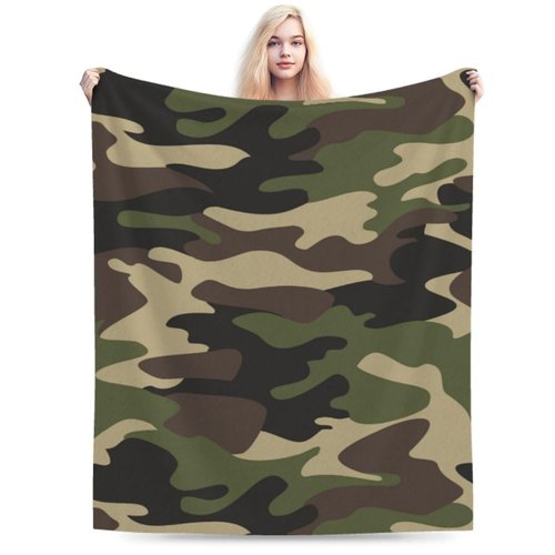 Camouflage Classic Camo Blanket Soft Comfy Flannel Throw Blankets Lightweight Warm Bed Throws Plush For Couch Sofa Camping Office Travel Home Bedroom Decor Girls Boys Kids Gifts 50"X40"