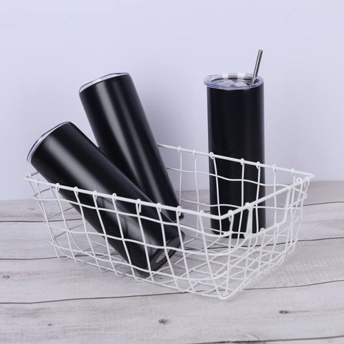 12 Pack 20 Oz Straight Skinny Tumblers,Individually Gift Boxed Stainless Steel Slim Skinny Tumbler Set Bulk, 20 Oz Insulated Slim Thin Travel Tumbler Cup for Diy, Black