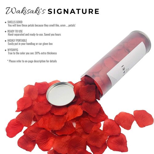 (Pre-Separated, Scented) WAKISAKI Artificial Silk Rose Petals for Wedding Flower Petals for Romantic Special Night, for Proposal, Anniversary (1,000 PCS, Dark Red)