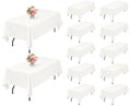 Showgeous 12 Pack Ivory Rectangle Tablecloth, 60 x 126 Inch, Wrinkle & Fade Resistant, Polyester, Perfect for 8 Foot Rectangle Tables, Wedding Parties, Banquet Dinners