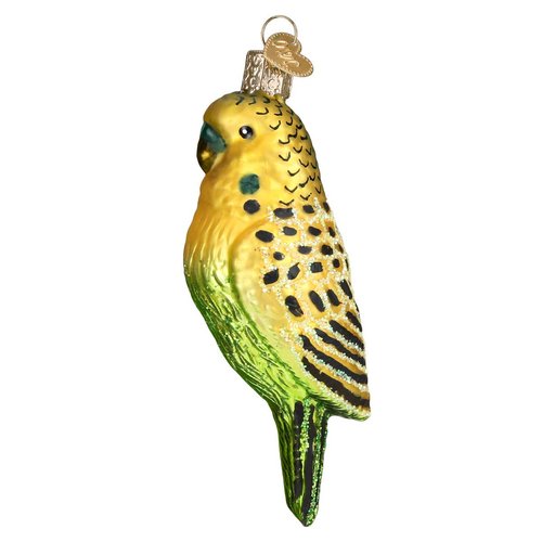 Old World Christmas Miniature Parakeet Glass Blown Ornament for Christmas Tree, Handcrafted Holiday Decoration, Parrot Collection