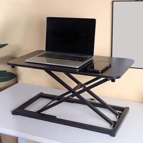 Standing Desk Converter Height Adjustable,Keyboard Riser for Stand Up Desk Riser, Easy Lift Height Converter Computer Workstations Home Office Study Room Portable Small Table Black Size 23.6 Inch D