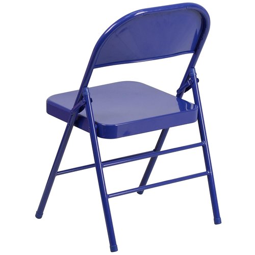 Flash Furniture 2 Pack HERCULES COLORBURST Series Cobalt Blue Triple Braced & Double Hinged Metal Folding Chair